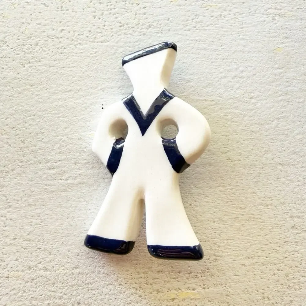 RUBY Z Vintage Hand Painted Ceramic Sailor Brooch Candace Loheed